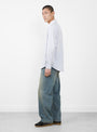 The Evening Shirt from mfpen comes in Off White Business Stripe at Couverture & The Garbstore
model side