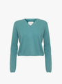 The Fitted Crop V-Neck Jumper from Himalayan Cashmere comes in Myrtle at Couverture & The Garbstore
front