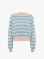 The Stripe Crew Jumper from Himalayan Cashmere comes in Powder and Sail at Couverture & The Garbstore
front 