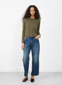 Fitted Crop Crew Jumper Cypress from Himalayan Cashmere at Couverture & The Garbstore
model front