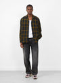 Open Collar Ombre Plaid Shirt Black Mustard from Beams Plus at Couverture & The Garbstore
model front