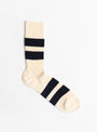 Recycled Cotton Socks Off Ecru & Navy from ROTOTO at Couverture & The Garbstore
front 