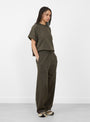 The U Reformer Twill Jersey Pants come in Coffee Brown from Girls of Dust at Couverture & The Garbstore
model side