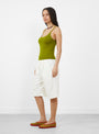 The No 471 Britney Tank Top comes in Grass from Extreme Cashmere at Couverture & The Garbstore
model side