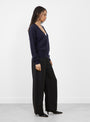 The No 467 Collin Jumper comes in Navy from Extreme Cashmere at Couverture & The Garbstore
model side