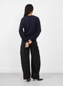 The No 467 Collin Jumper comes in Navy from Extreme Cashmere at Couverture & The Garbstore
model back