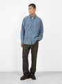 Embroidered Chambray Workshirt Rinsed Indigo from Wythe at Couverture & The Garbstore
model front 