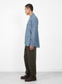 Embroidered Chambray Workshirt Rinsed Indigo from Wythe at Couverture & The Garbstore
model side 