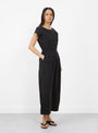 The Daisy Jumpsuit comes in Black from Sideline at Couverture & The Garbstore
model side