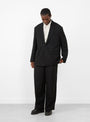Rayon and Linen Twill Easy Long Wide Trousers Black from Ssstein at Couverture & The Garbstore
model front