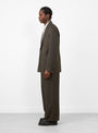 Rayon and Linen Twill Easy Long Wide Trousers Khaki Brown from Ssstein at Couverture & The Garbstore
model side