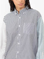 Striped Crazy Button Down Long Sleeve Shirt Black from BEAMS BOY at Couverture & The Garbstore
model detail