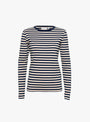 Rib Knitted Stripe Long Sleeve T-Shirt Navy and Natural from BEAMS BOY at Couverture & The garbstore front 