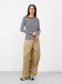 Rib Knitted Stripe Long Sleeve T-Shirt Navy and Natural from BEAMS BOY at Couverture & The garbstore
model front