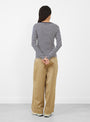 Rib Knitted Stripe Long Sleeve T-Shirt Navy and Natural from BEAMS BOY at Couverture & The garbstore
model back