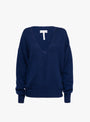 The Softest Silk Cashmere V-Neck Jumper comes in Eclipse from Apiece Apart at Couverture & The garbstore
front 