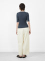 Ribbed Short Sleeve T-Shirt Stone Navy from 7115 by Szeki at Couverture & The Garbstore
model back