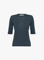 Ribbed Short Sleeve T-Shirt Stone Navy from 7115 by Szeki at Couverture & The Garbstore
front 