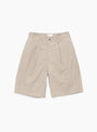 Linen Mixed Wide Shorts Taupe from Still By Hand at Couverture & The Garbstore
front 