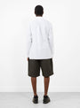Linen Mixed Wide Shorts Charcoal from Still By Hand at Couverture & The Garbstore 
model back
