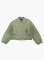 The Herringbone Hunter Drizzler Jacket Memorial Embroidery comes in Khaki from Kapital at Couverture & The Garbstore
front 