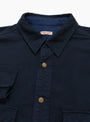 The Nugget Pocket Fish Shirt comes in Navy from Kapital at Couverture & The Garbstore
collar