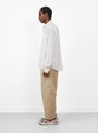 The Cabin Work Shirt comes in White Stripe from Kapital at Couverture & The Garbstore
model side