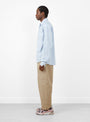 The Cabin Work Shirt comes in Blue Stripe from Kapital at Couverture & The garbstore
model side