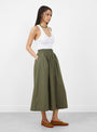 The Dagny Skirt in Khaki from Skall at Couverture and The Garbstore 
model side