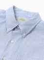 Light Oxford Box BD Shirt from Sedan All-Purpose comes in Blue Graph Plaid at Couverture & The Garbstore
collar