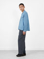The Double Gauze Plaid Shirt from Sedan All-Purpose comes in Off White and Blue at Couverture & The Garbstore
model side