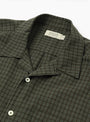 Dobby Plaid Open Collar SS Shirt Olive & Brown from Sedan All-Purpose at Couverture & The garbstore collar 