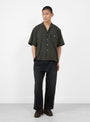 Dobby Plaid Open Collar SS Shirt Olive & Brown from Sedan All-Purpose at Couverture & The garbstore
model front 