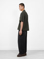 Dobby Plaid Open Collar SS Shirt Olive & Brown from Sedan All-Purpose at Couverture & The garbstore
model side