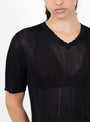 The Rib Knit T-Shirt from Cordera comes in Navy at Couverture & The Garbstore
model detail