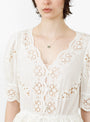 The Sofia Embroidery Puff Sleeve Dress from Sea comes in White at Couverture & The Garbstore
model detail