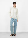 The Amelie Shirt from Sideline comes in Soft Yellow Stripe at Couverture & The Garbstore model front 