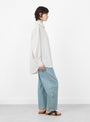 The Carlotta Shirt from Soeur comes in Grey and Orange Stripe at Couverture & The Garbstore model side