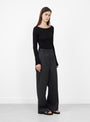 The Primary Trousers from mfpen come in Wide Grey Double Stripe at Couverture & The Garbstore
model side