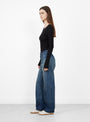 The Selvedge Denim Straight Cut from Chimala comes in Dark Engineer at Couverture & The Garbstore
model side 