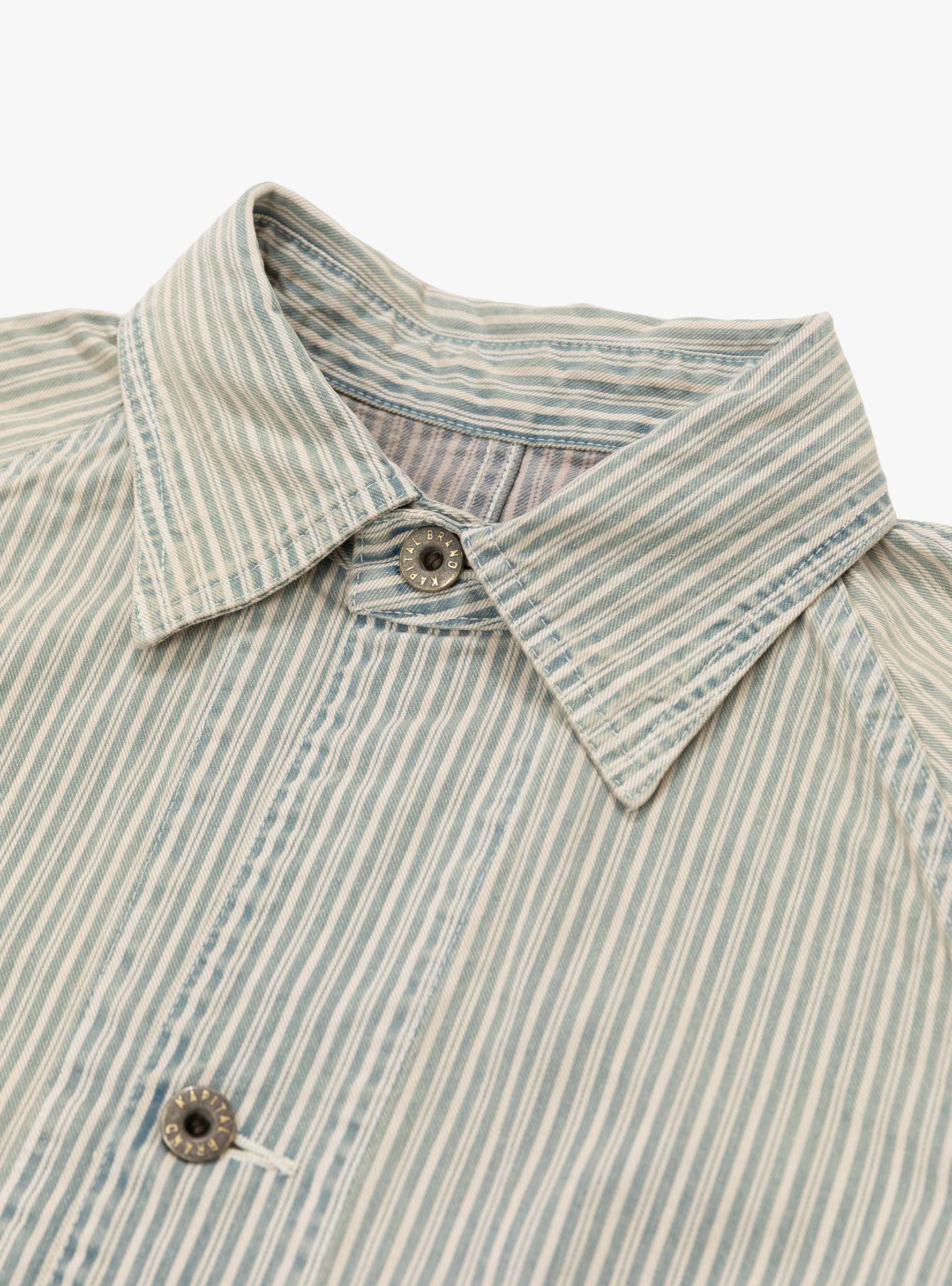 Liberty Hickoree Cactus Coverall Hickoree KAPITAL (collar close up) at Couverture & The Garbstore