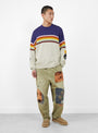 The 5G Cotton Knit Peckish Rainbowy Crew Sweater from Kapital comes in Aubergine at Couverture & The Garbstore
model front 