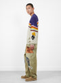 The 5G Cotton Knit Peckish Rainbowy Crew Sweater from Kapital comes in Aubergine at Couverture & The Garbstore
model side 