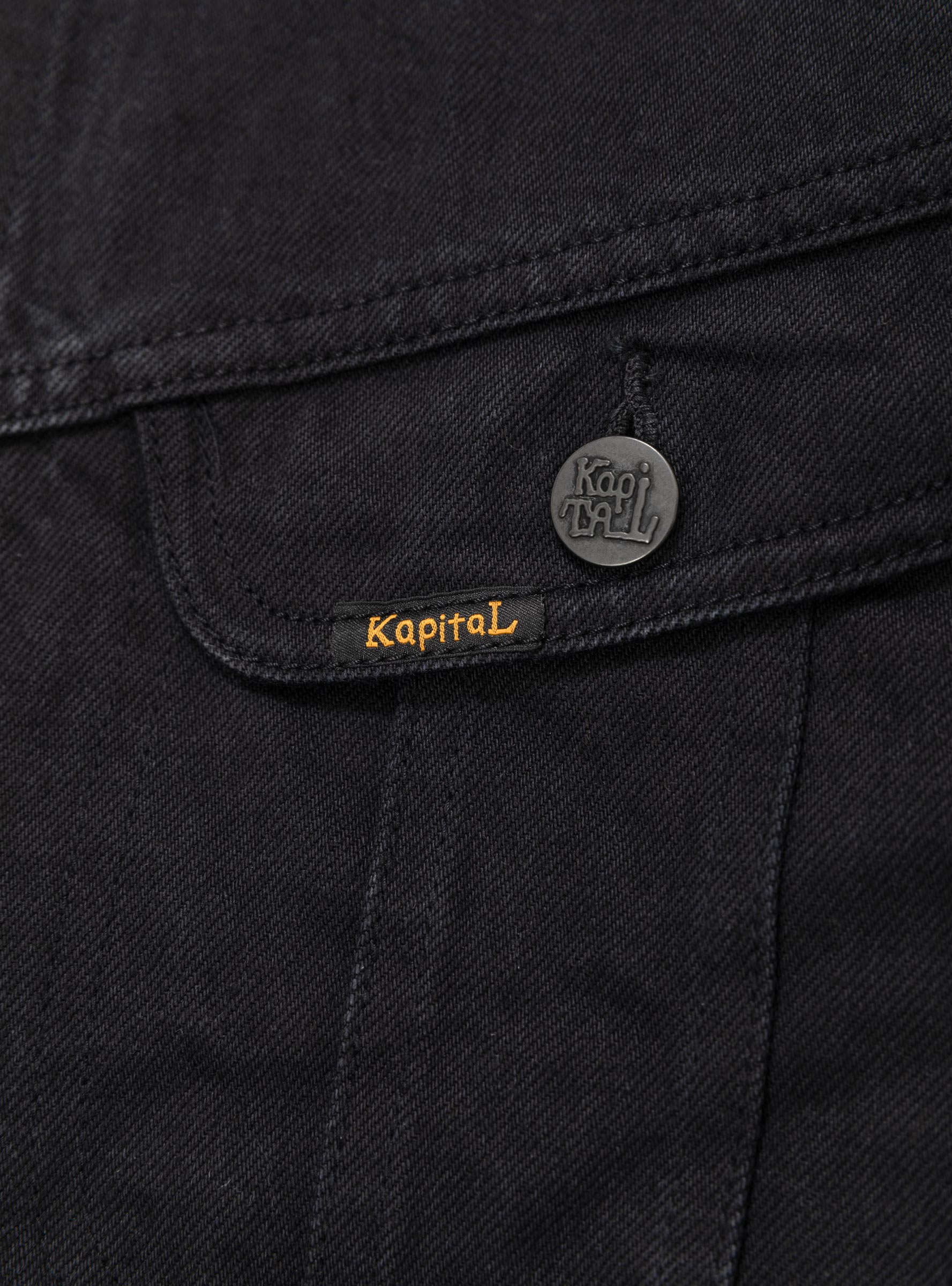 14oz Denim Westerner Jacket Black KAPITAL (pocket close up) at Couverture & The Garbstore