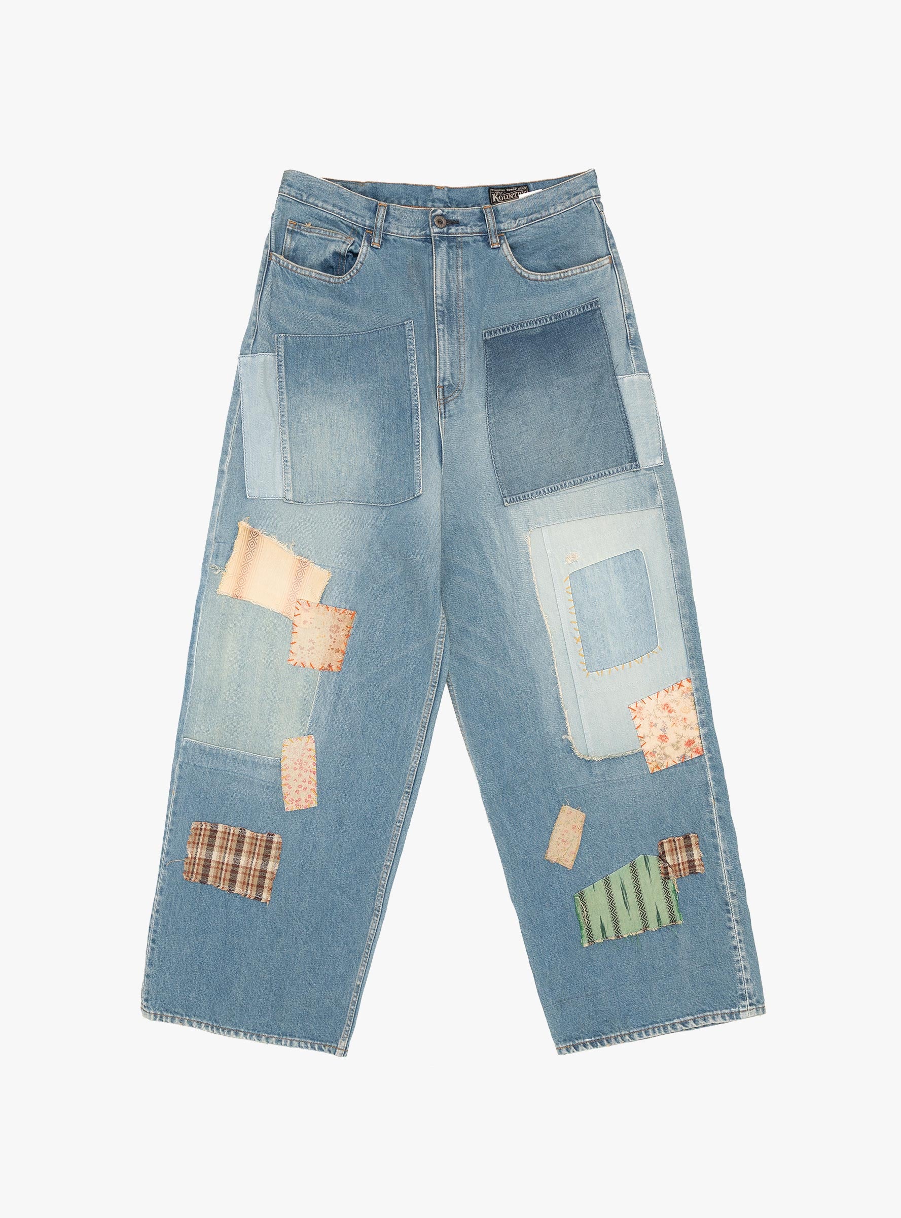14oz Denim 5 Pocket Baggy Jeans Blue KAPITAL (Front View) at Couverture & The Garbstore