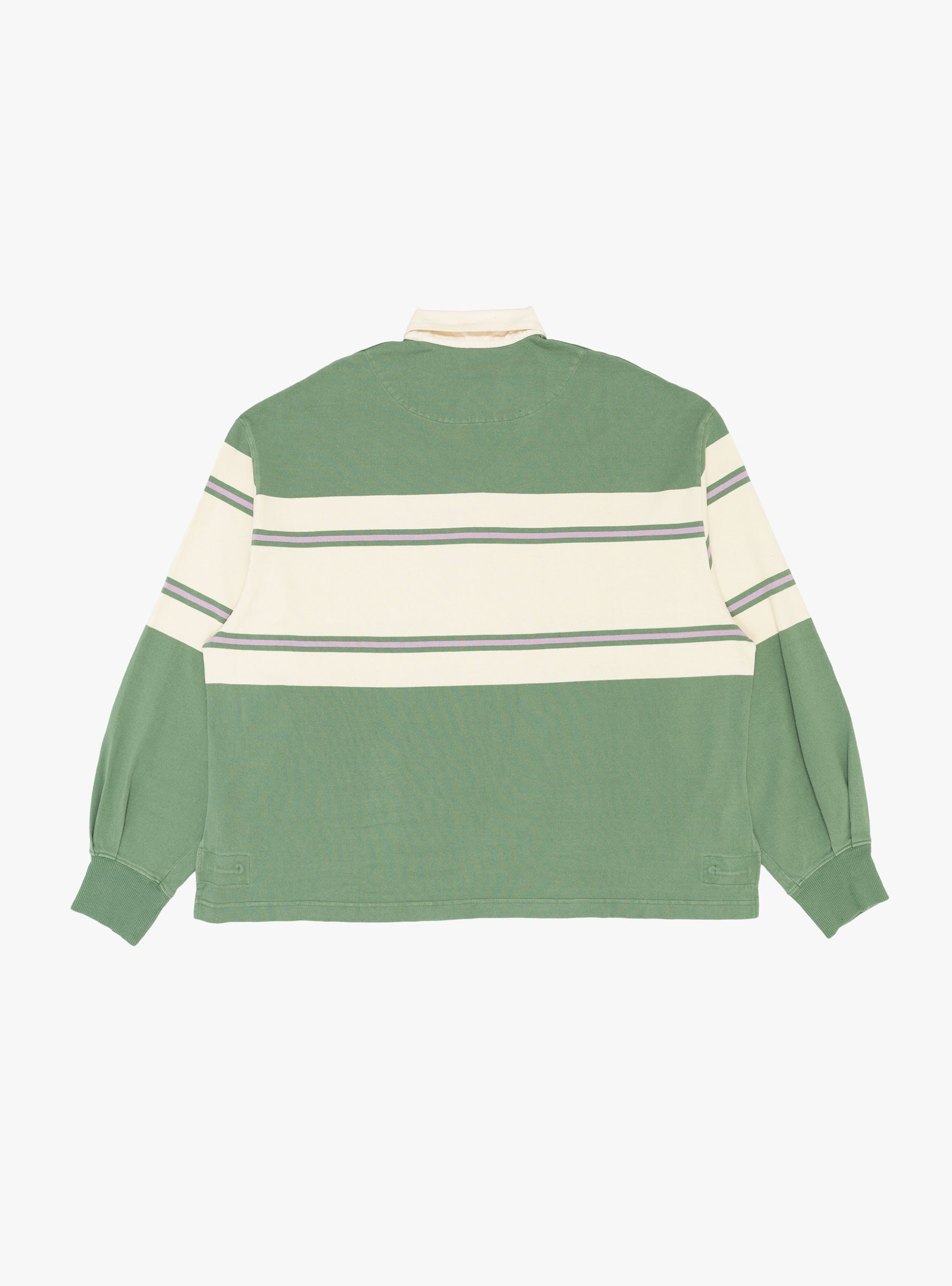 Panel Striped Jersey Rugby Shirt Green KAPITAL (back) at Couverture & The Garbstore