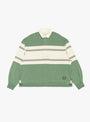 Panel Striped Jersey Rugby Shirt Green KAPITAL (front) at Couverture & The Garbstore