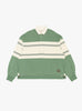 Panel Striped Jersey Rugby Shirt Green KAPITAL (front) at Couverture & The Garbstore