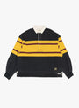 Panel Striped Jersey Rugby Shirt Black KAPITAL (front) at Couverture & The Garbstore