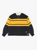 Panel Striped Jersey Rugby Shirt Black KAPITAL (front) at Couverture & The Garbstore